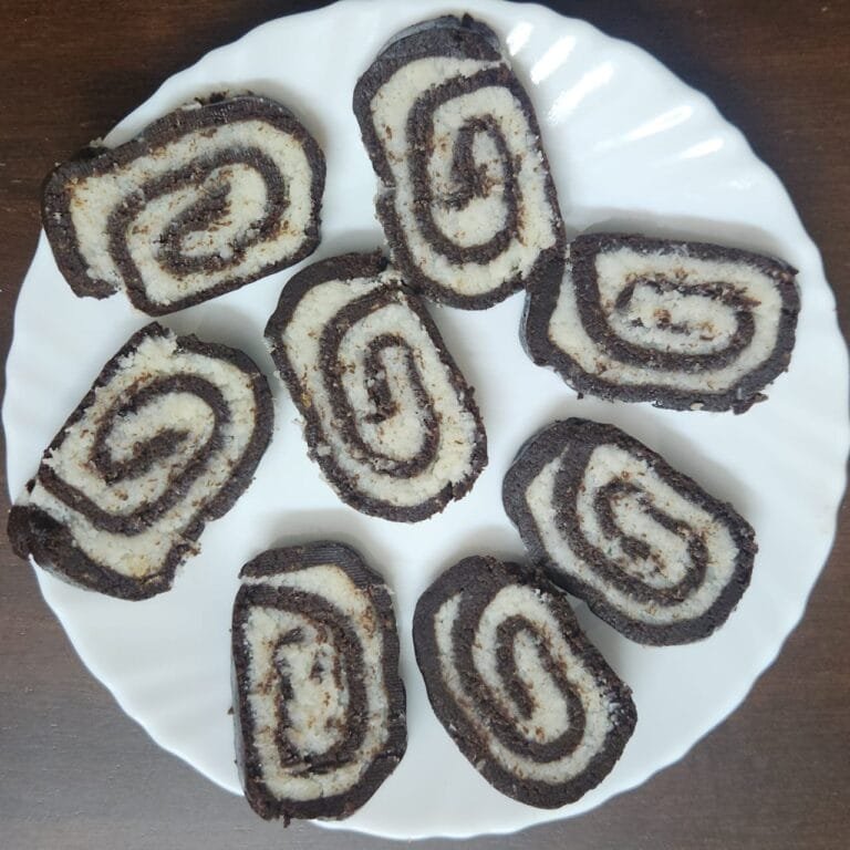 No-Bake Parle-G Chocolate Swiss Roll
